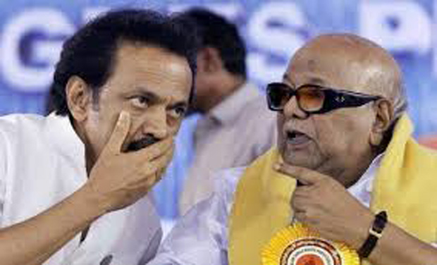 DMK President M Karunanidhi and his son and party Treasurer M K Stalin (Photo: PTI/File) DMK President M Karunanidhi and his son and party Treasurer M K Stalin (Photo: PTI/File)